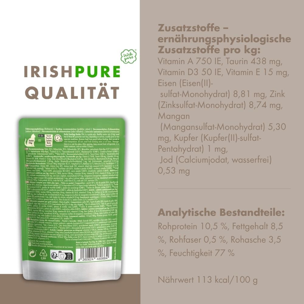 Irisches Huhn Paté Senior, Premium Qualität aus Irland: transparent deklariert