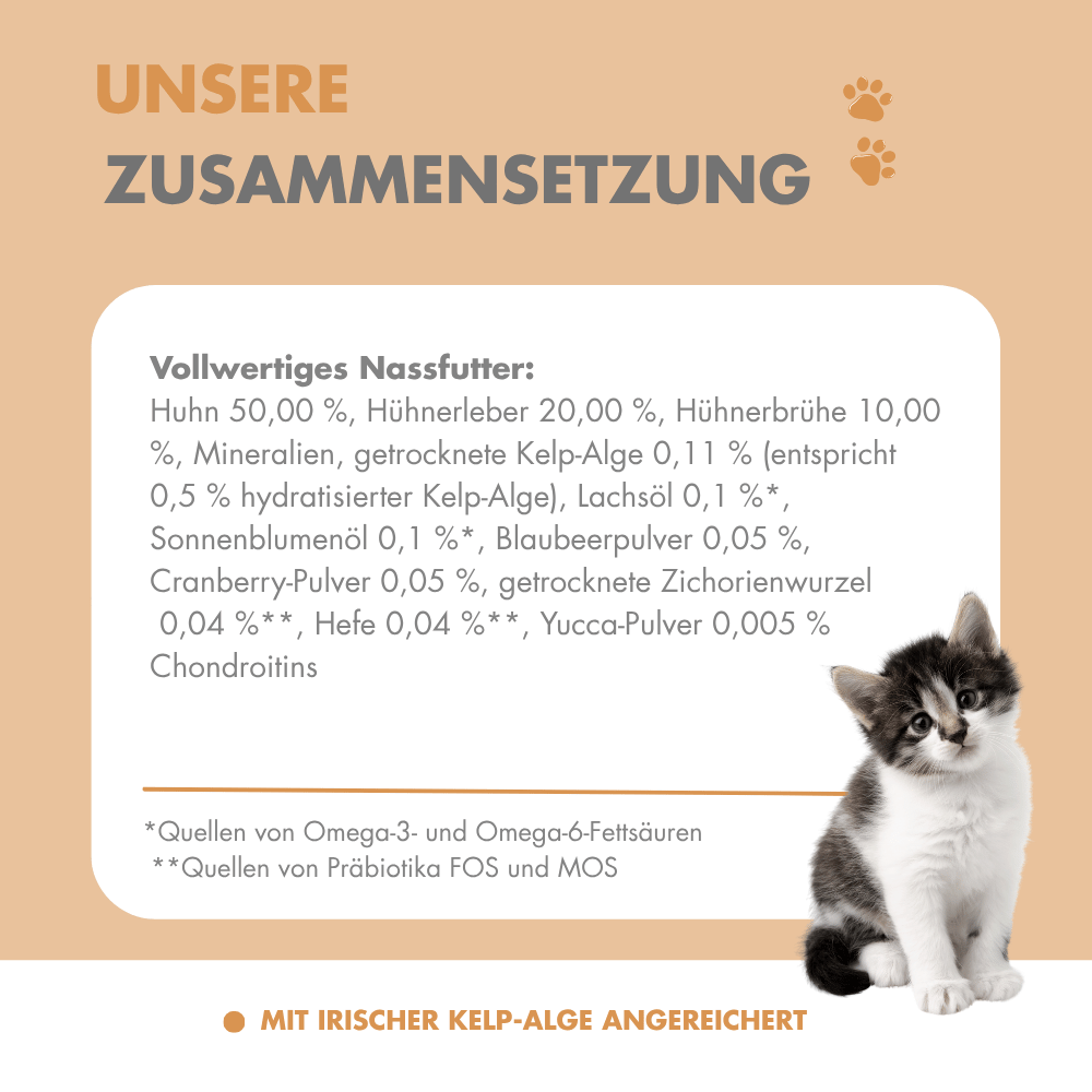 Irisches Huhn Paté Kitten, Premium Qualität aus Irland: unsere Zusammensetzung