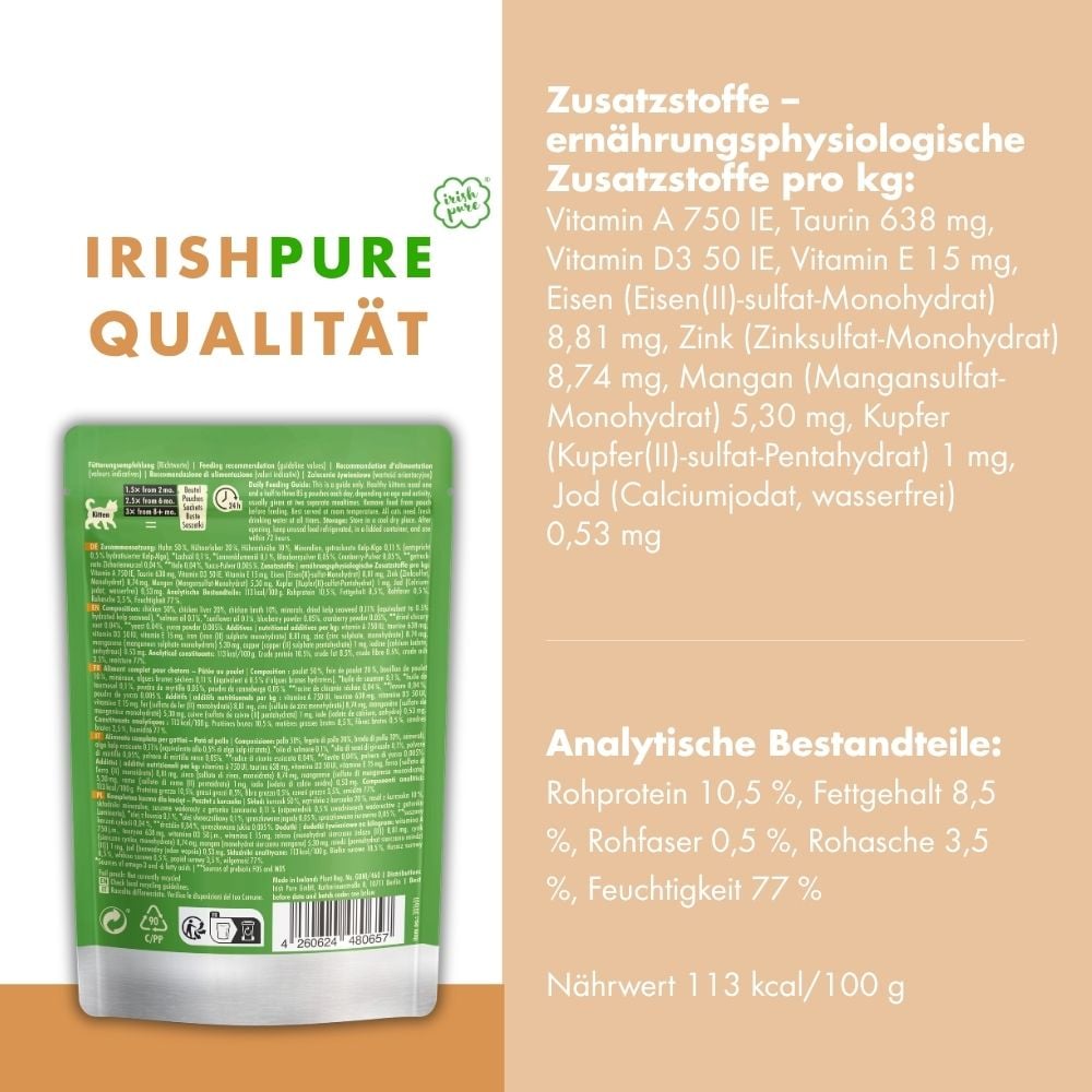 Irisches Huhn Paté Kitten, Premium Qualität aus Irland: transparent deklariert