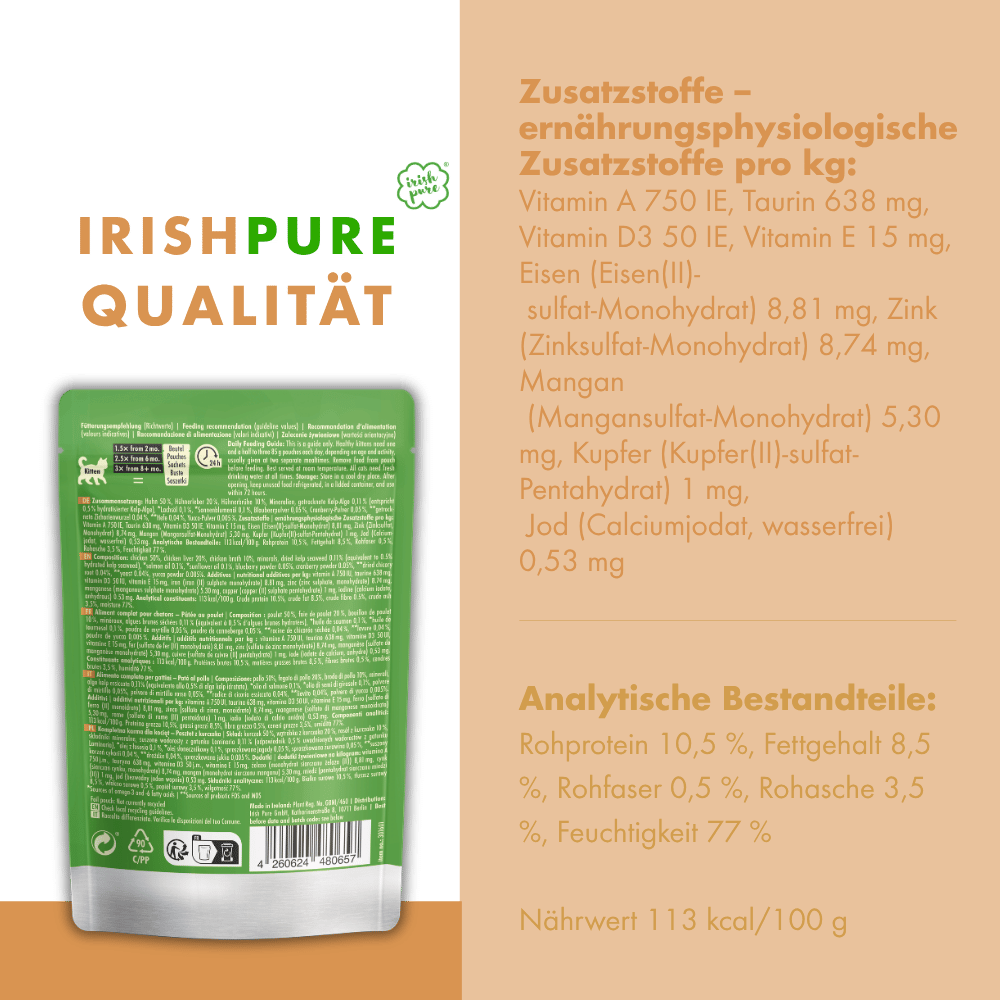 Irisches Huhn Paté Kitten, Premium Qualität aus Irland: transparent deklariert